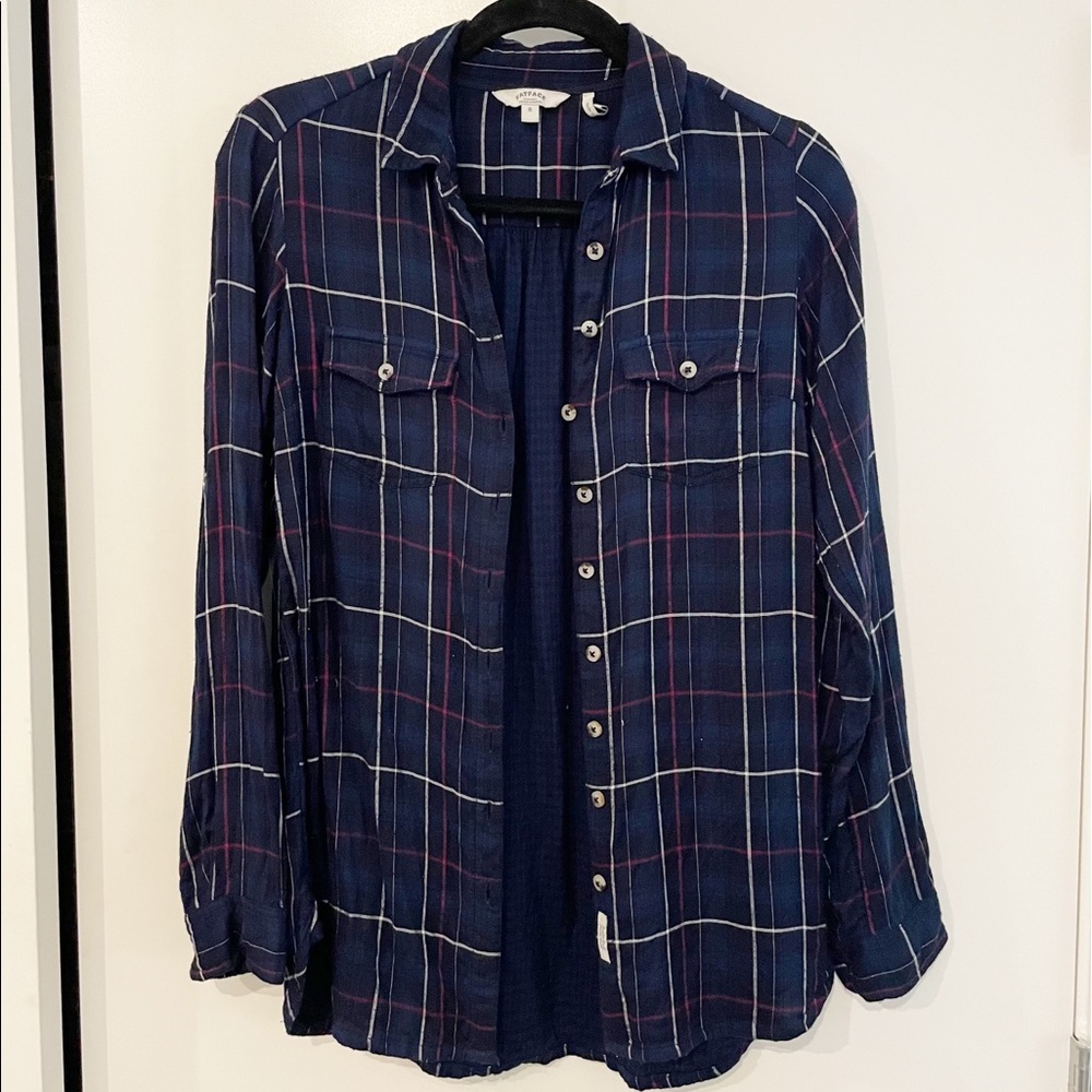 Fatface Plaid Blue & Pink Button up Shirt Size 8 UK